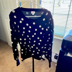 Lularoe Piper sweater 2xl NWOT Black and White polka dots